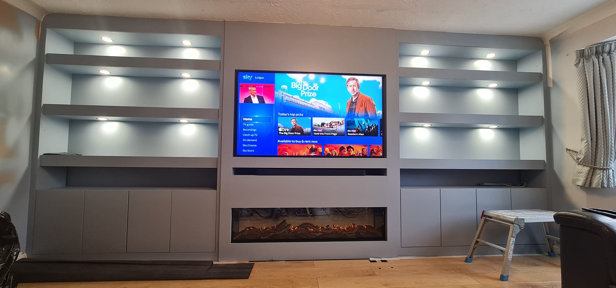 Acoustic wood media wall built in Caerphilly for home cinema isolation