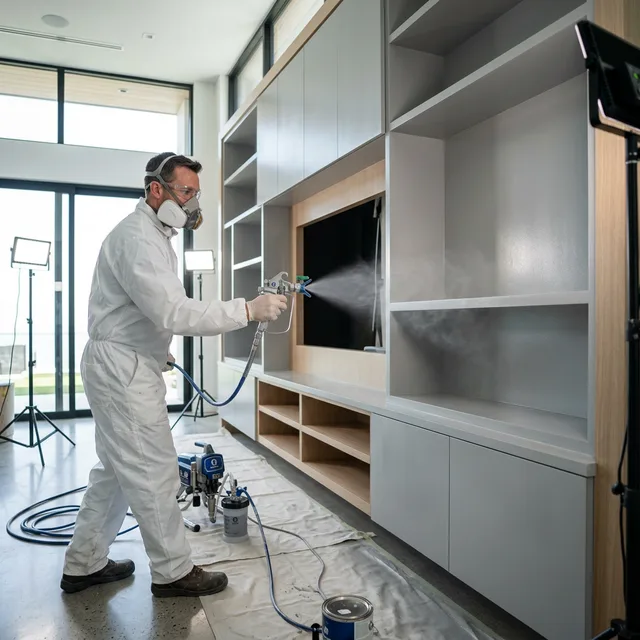 Painting and decorating with airless spray finishing