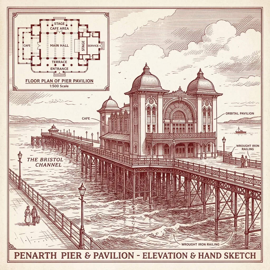 Cardiff & Caerphilly Carpentry Penarth - Penarth Pier Landmark Sketch